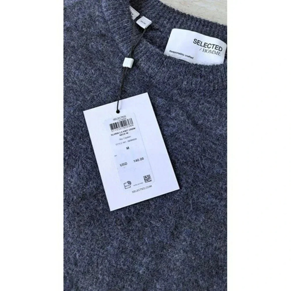 Selected Homme Men's Alpaca Blend Jumper Sweater Sky Captain Size M (MSRP $140) - Picture 4 of 5